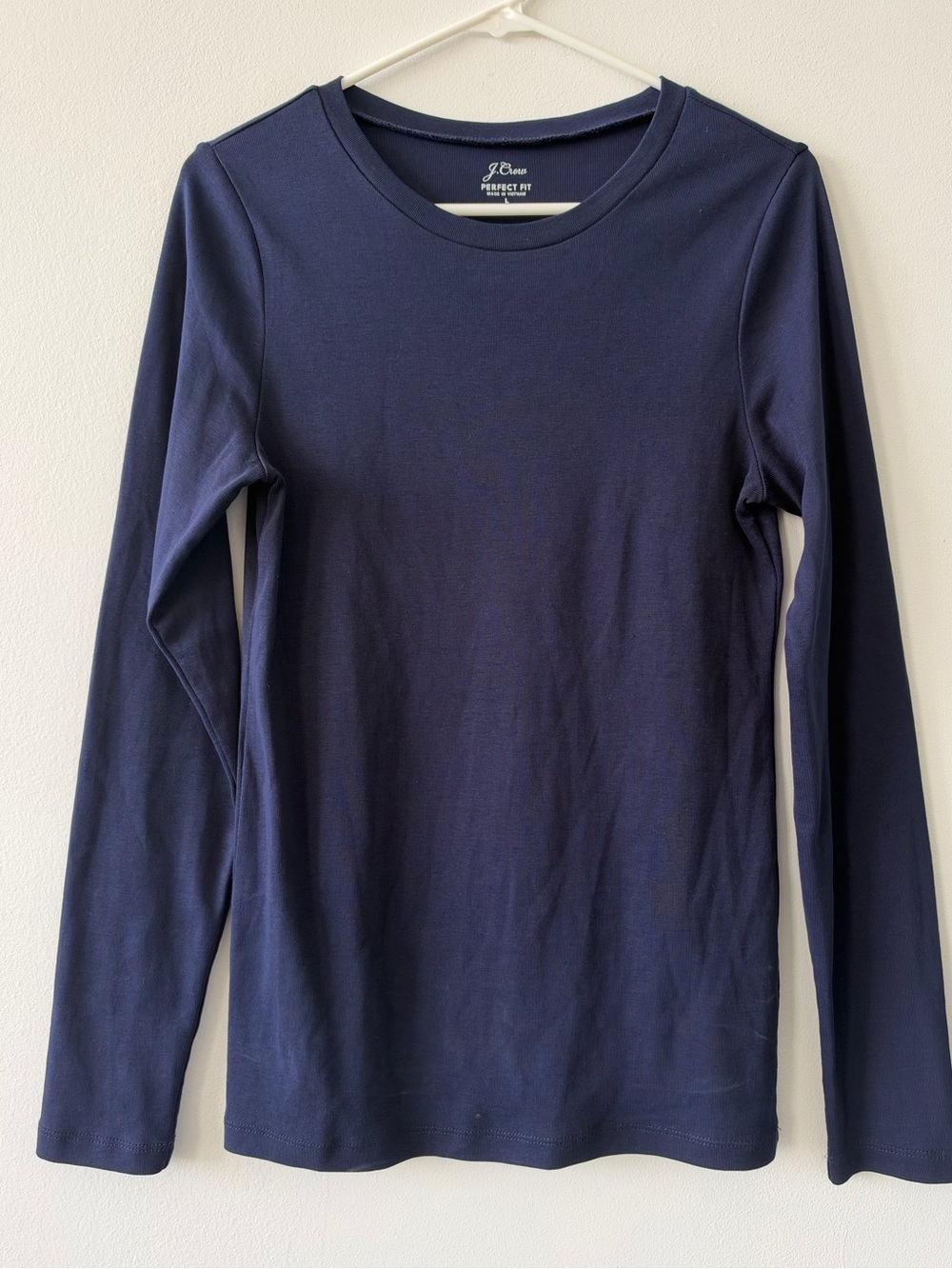 J. Crew Navy Long-Sleeve Crewneck Top Perfect Fit NWOT